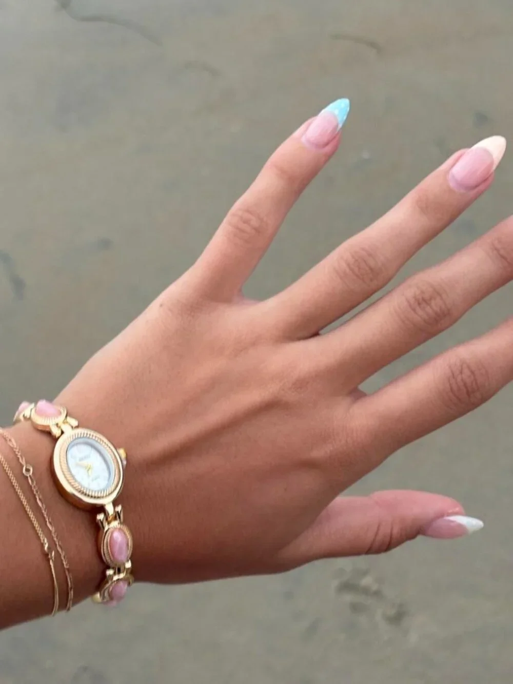 Preppy Gold Rose Stone Bracelet Watch Preppy Y2K OS